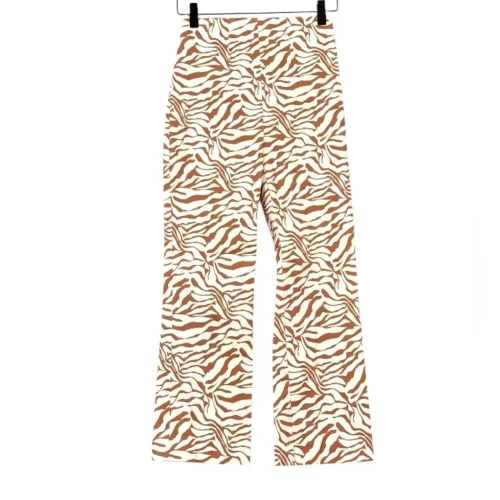 Wilfred Zebra-Print Cropped Pants in Cream & Brown size 2, new with tags
